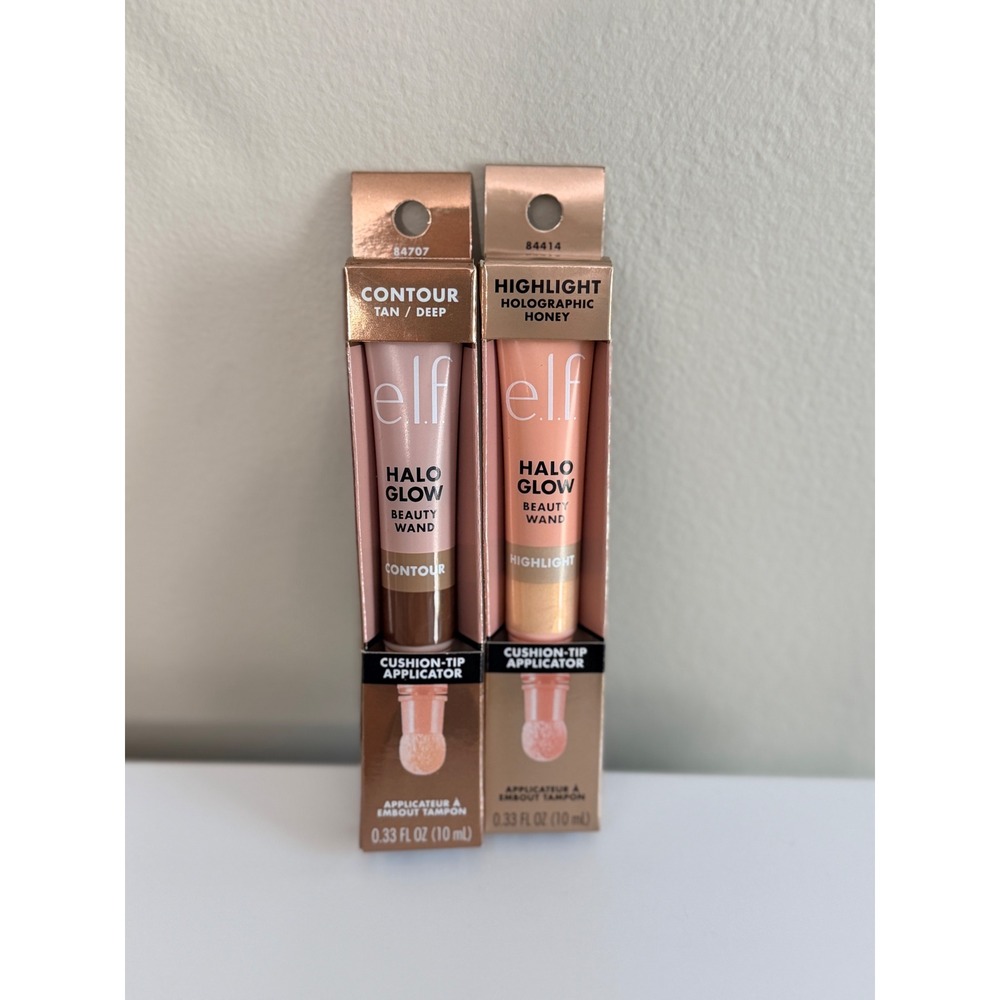 e.l.f. Halo Glow Beauty Wand Set Women 0.33oz Tan Deep Holographic Honey NWT